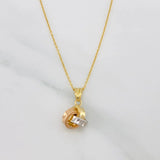 Classic Link Chain + Knot Pendant / 1.75g / 18 in Three Golds 18K