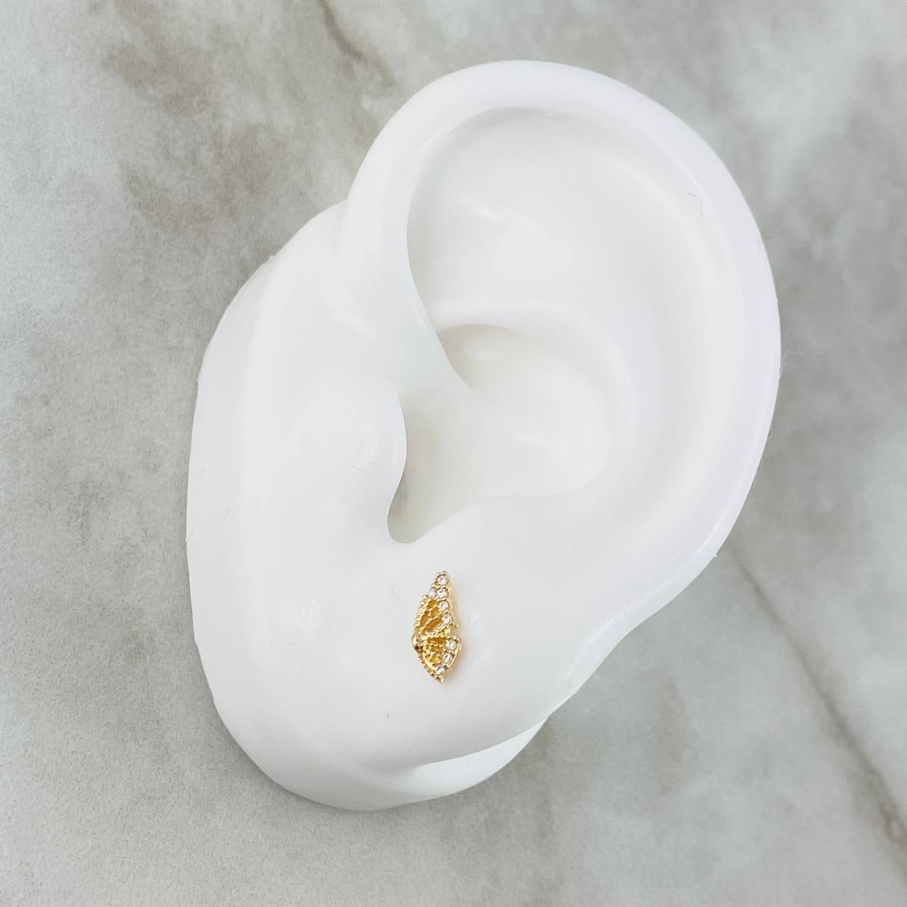 Stud Earrings Butterfly Wings 1.1gr / White Zircons 18K Yellow Gold &