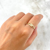 Crossed Lines Heart Ring 2.15gr / T6 3/4 / White Zircons Yellow Gold