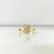 Arrow Hearts Ring 2.6gr / Size 6 1/2 / White Zircons Two Yellow and White Golds