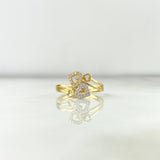 Arrow Hearts Ring 2.6gr / Size 6 1/2 / White Zircons Two Yellow and White Golds