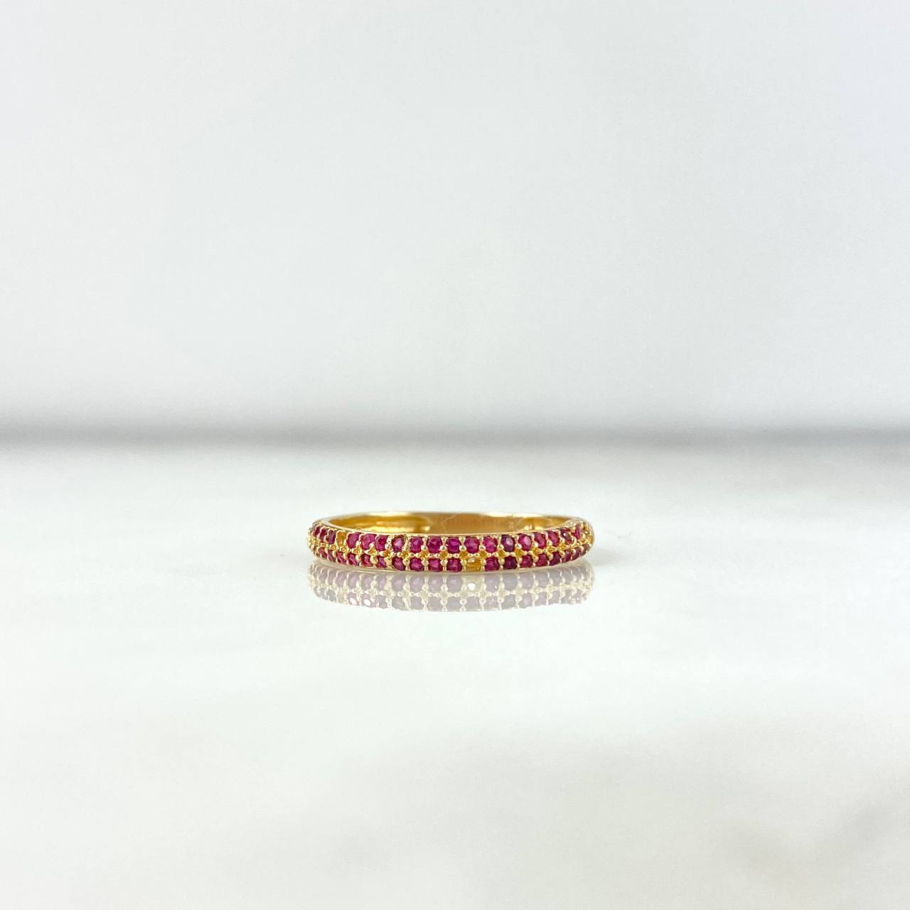 Churumbela Ring 1.55gr / Size 6 1/4 / Fuchsia Zircons Yellow Gold