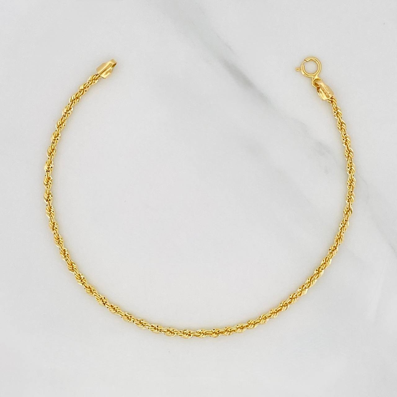 Rope Bracelet 1.2g / 7 in / 2.2mm Yellow Gold 18K