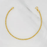 Rope Bracelet 1.2g / 7 in / 2.2mm Yellow Gold 18K