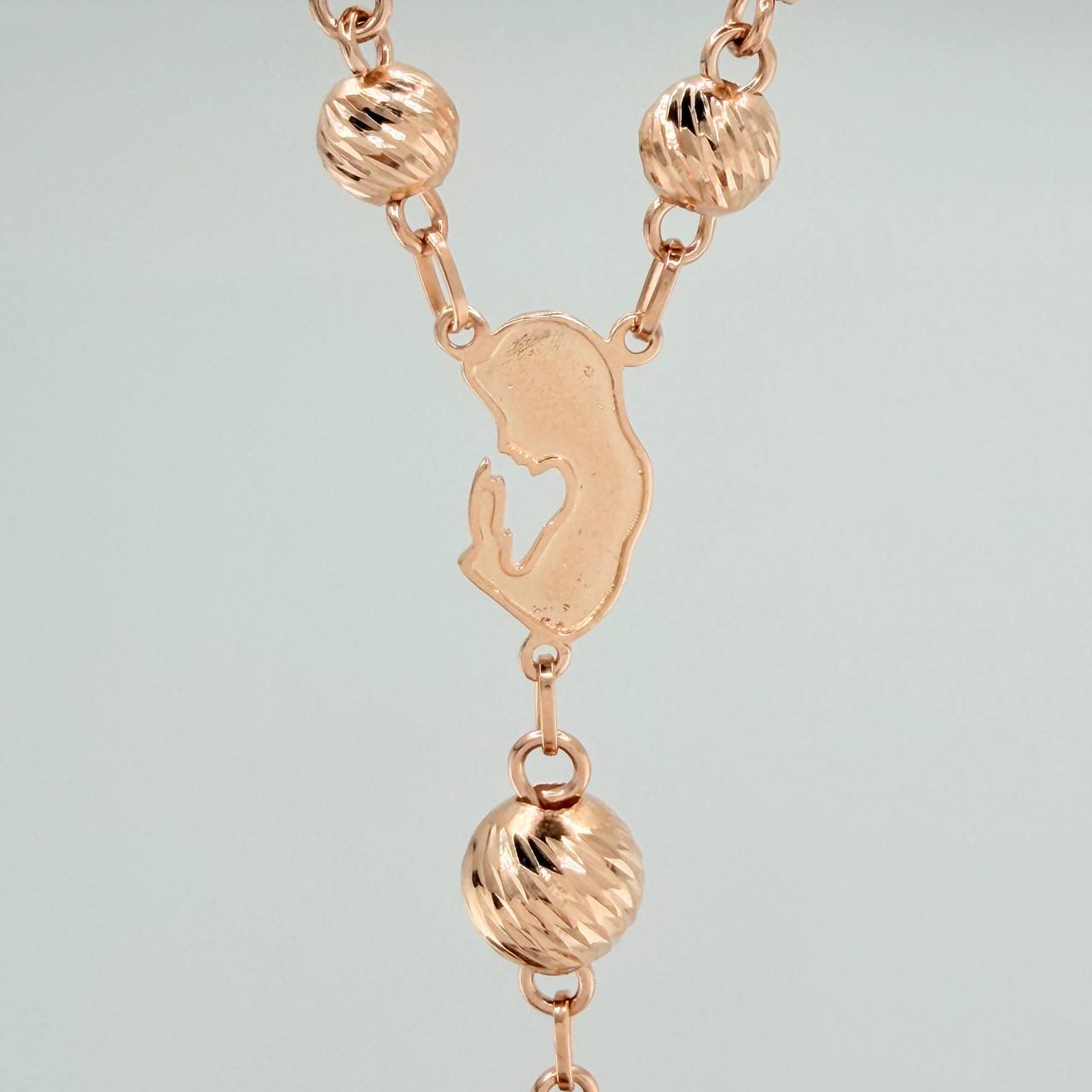 Rosario Virgen Maria 19.1gr / 24 1/2 in / 8mm-5mm Oro Rosa 18K &