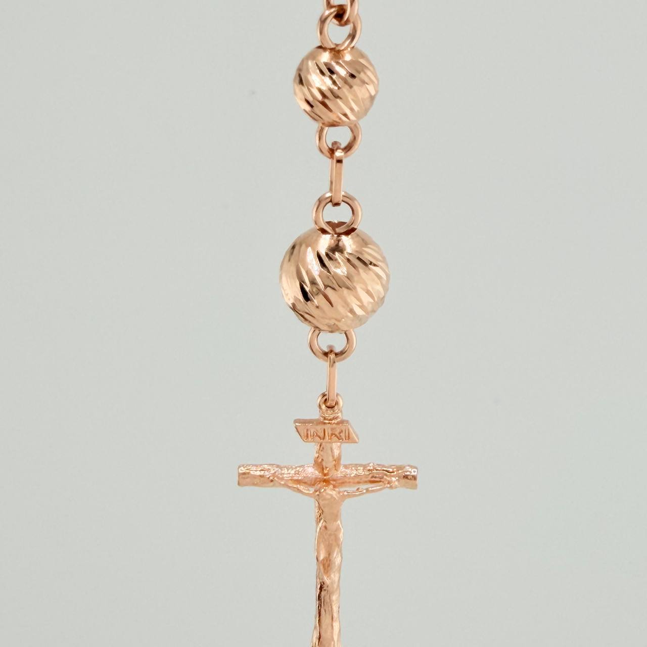 Rosario Virgen Maria 19.1gr / 24 1/2 in / 8mm-5mm Oro Rosa 18K &