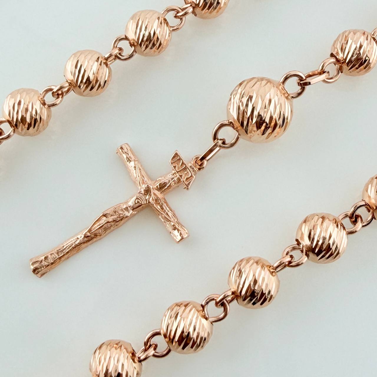 Rosario Virgen Maria 19.1gr / 24 1/2 in / 8mm-5mm Oro Rosa 18K &