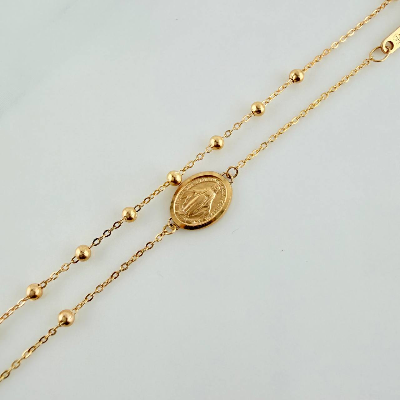 Pulso Denario Virgen Milagrosa 1.35gr / 8 in / 2mm Oro Amarillo +4 18K %