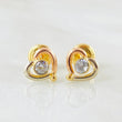 Stud Earrings Heart Silhouette 0.85gr / Three 18K Golds ©