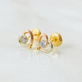 Stud Earrings Heart Silhouette 0.85gr / Three 18K Golds ©