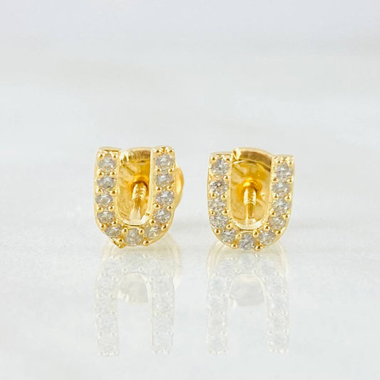 Stud Earrings Letter U 0.8gr / 18K Yellow Gold