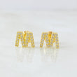 Stud Earrings Letter M 1.35gr / 18K Yellow Gold ©
