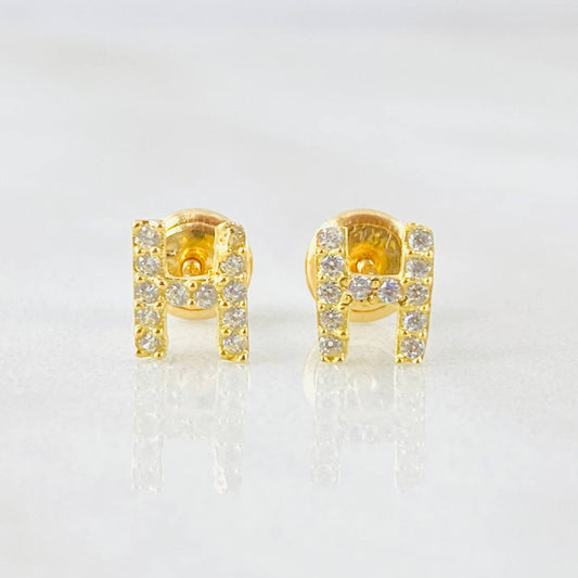Stud Earrings Letter H 0.75gr / 18K Yellow Gold
