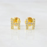 Stud Earrings Letter H 0.75gr / 18K Yellow Gold