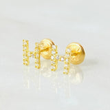 Stud Earrings Letter H 0.75gr / 18K Yellow Gold