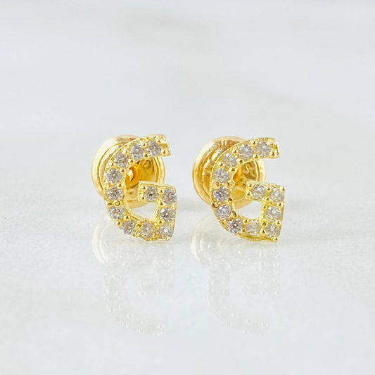 Stud Earrings Letter G 0.75gr / 18K Yellow Gold