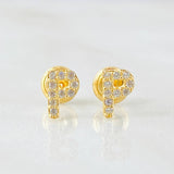 Stud Earrings Letter P 0.75gr / 18K Yellow Gold