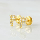 Stud Earrings Letter P 0.75gr / 18K Yellow Gold