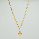 Set Cadena y Dije Figaro +Corazon 1.3gr / 17 3/4 in / 1.27mm Oro Amarillo 18K (Oferta) &