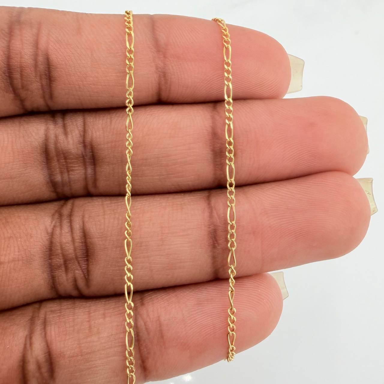 Set Cadena y Dije Figaro +Corazon 1.3gr / 17 3/4 in / 1.27mm Oro Amarillo 18K (Oferta) &