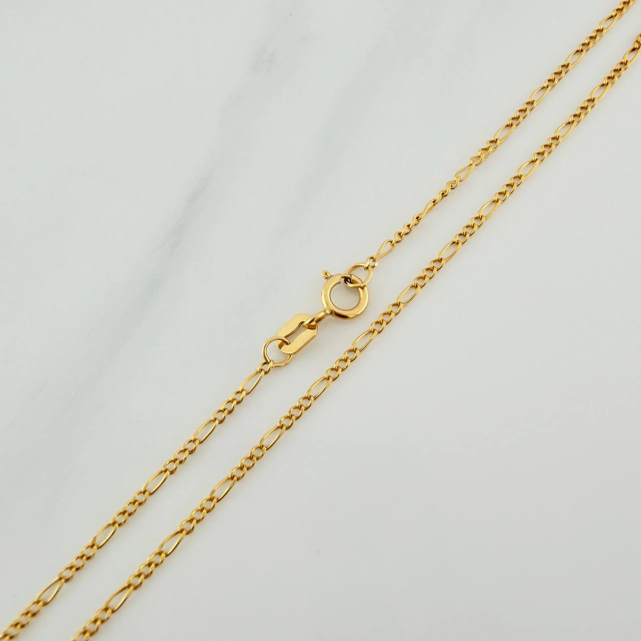 Set Cadena y Dije Figaro +Corazon 1.3gr / 17 3/4 in / 1.27mm Oro Amarillo 18K (Oferta) &