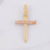 Pendant Cross Nail 4.1g / 1 3/4 in Three Golds 18K