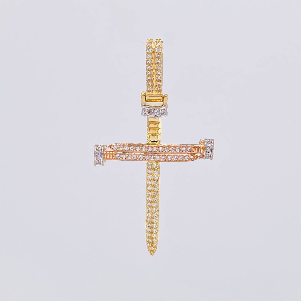 Pendant Cross Nail 4.1g / 1 3/4 in Three Golds 18K