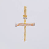 Pendant Cross Nail 4.1g / 1 3/4 in Three Golds 18K