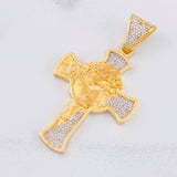 Pendant Cross Christ's Face 15.25g / 2 1/2 in Yellow Gold 18K