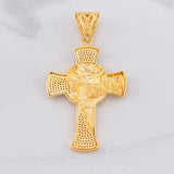 Pendant Cross Christ's Face 15.25g / 2 1/2 in Yellow Gold 18K