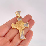 Pendant Cross Christ's Face 15.25g / 2 1/2 in Yellow Gold 18K