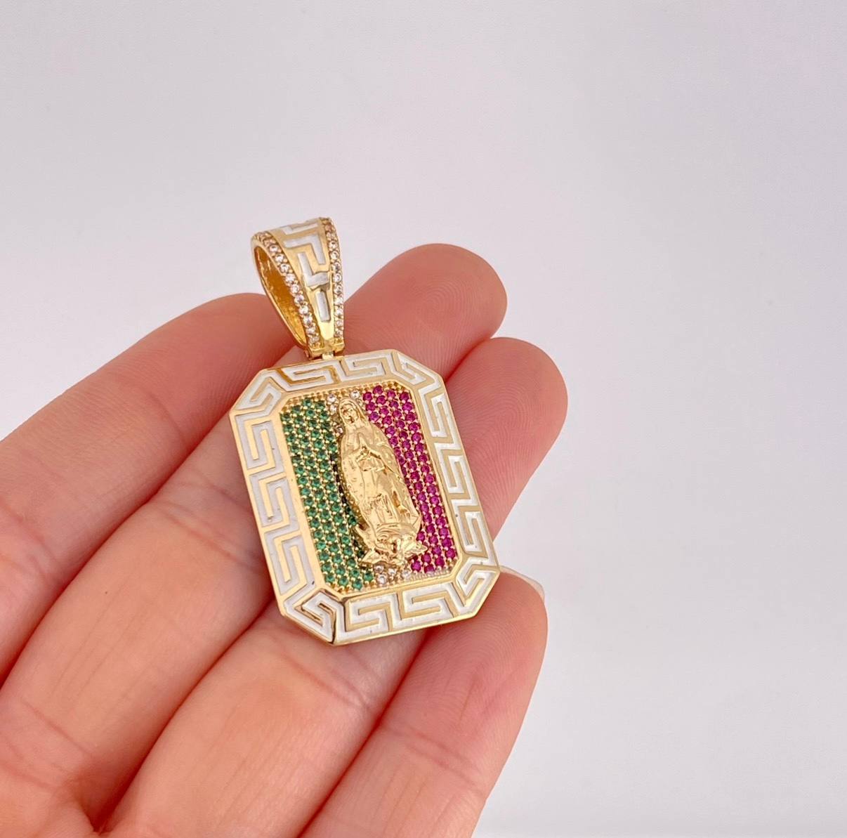 Tribal Our Lady of Guadalupe Pendant 12.1g / 1 3/4 in Yellow Gold 18K