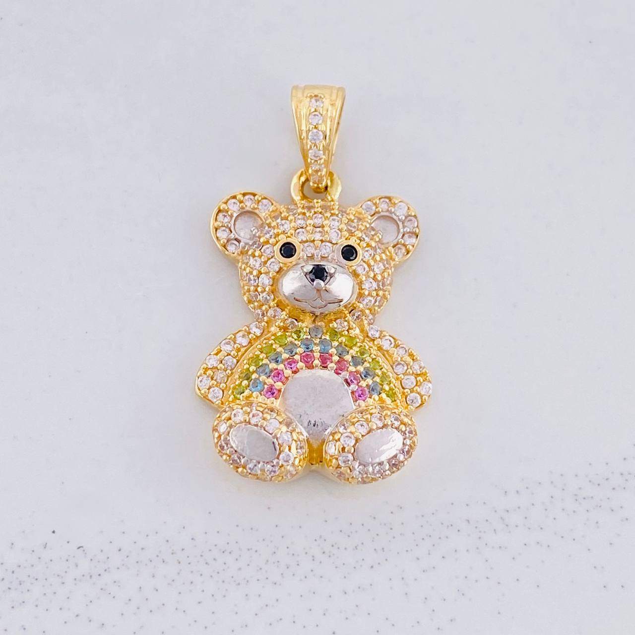 Pendant Bear 4.75g / 1 1/4 in Two Golds Yellow White 18K