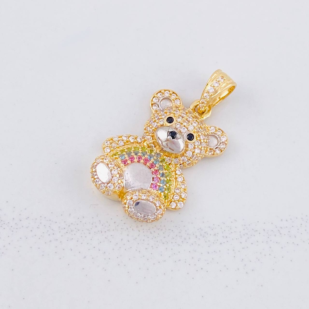 Pendant Bear 4.75g / 1 1/4 in Two Golds Yellow White 18K