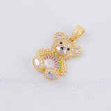Pendant Bear 4.75g / 1 1/4 in Two Golds Yellow White 18K