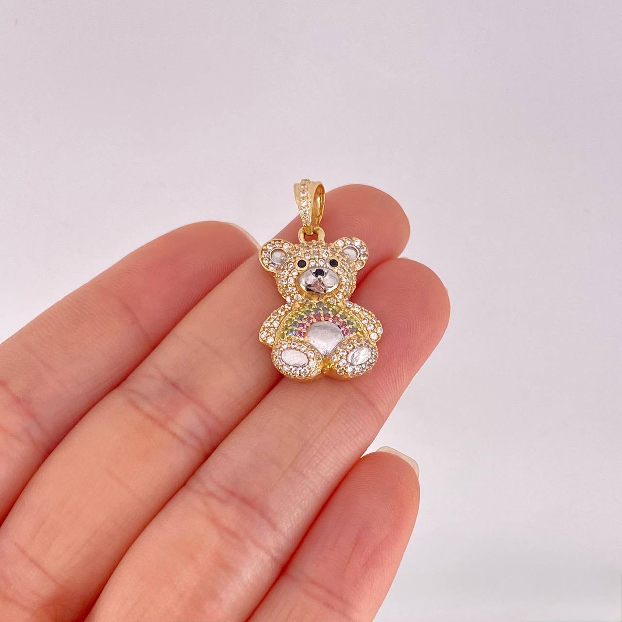Pendant Bear 4.75g / 1 1/4 in Two Golds Yellow White 18K