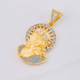 Pendant Christ's Face 12g / 2 in Two Yellow White Golds 18K
