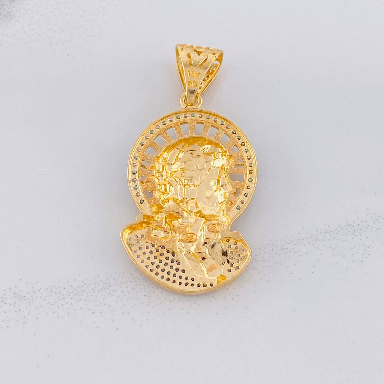 Pendant Christ's Face 12g / 2 in Two Yellow White Golds 18K