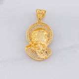 Pendant Christ's Face 12g / 2 in Two Yellow White Golds 18K