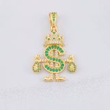 Pendant Royalty Dollar Sign 5.2g / 1 1/2 in Yellow Gold 18K