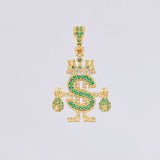 Pendant Royalty Dollar Sign 5.2g / 1 1/2 in Yellow Gold 18K