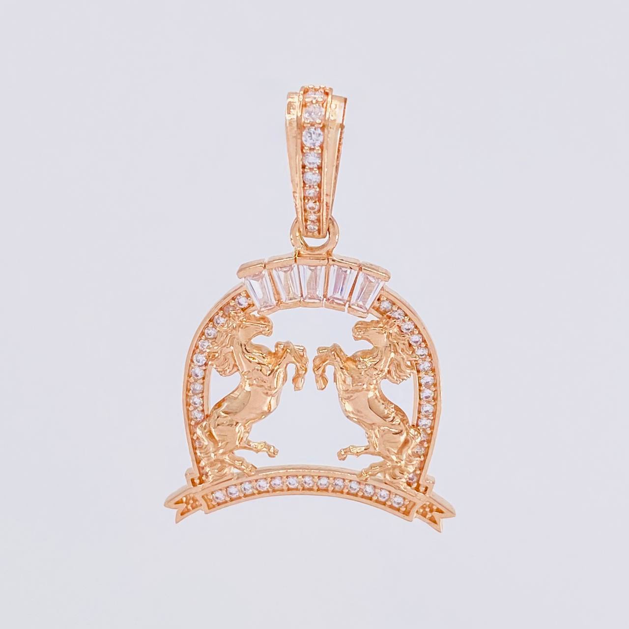 Pendant Double Horse 4.35g / 1 1/2 in Rose Gold 18K