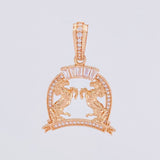 Pendant Double Horse 4.35g / 1 1/2 in Rose Gold 18K