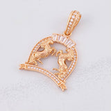 Pendant Double Horse 4.35g / 1 1/2 in Rose Gold 18K