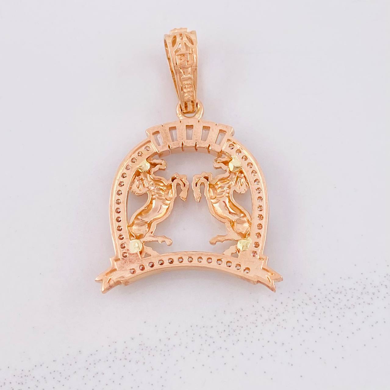 Pendant Double Horse 4.35g / 1 1/2 in Rose Gold 18K