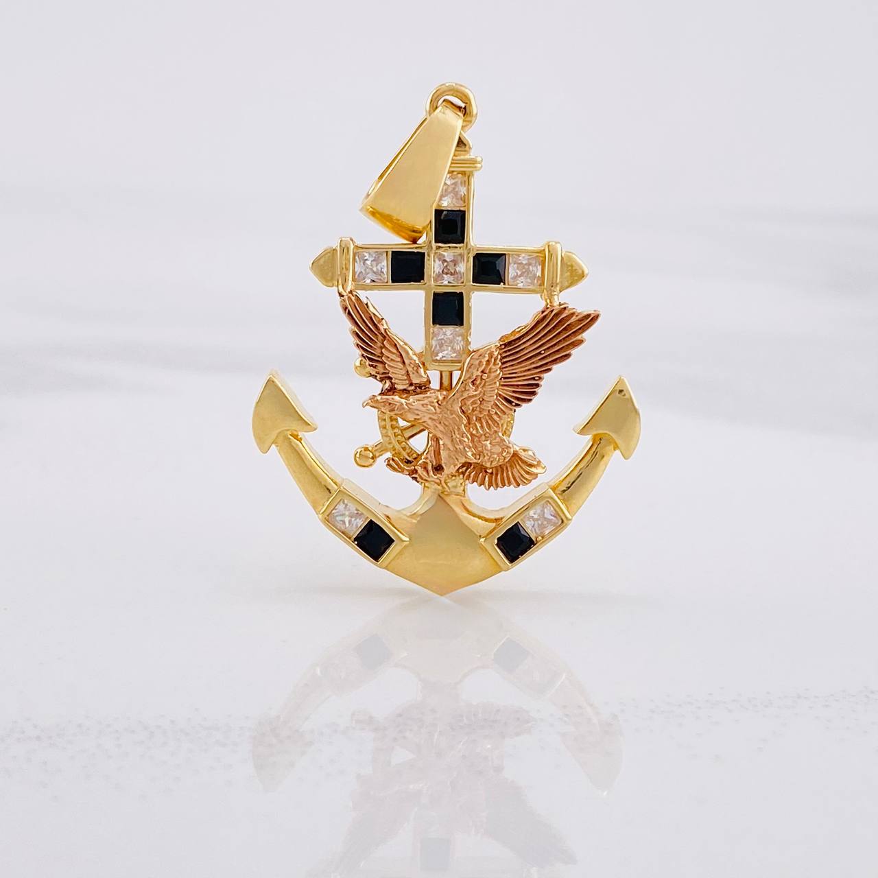 Dije Ancla Águila 6.55g / 1 1/2 in Dos Oros Amarillo Rosa 18K