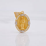 Our Lady of Mount Carmel Pendant 6.05g / 1 1/4 in Two-Tone Yellow White Gold 18K