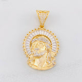 Pendant Christ's Face 9.5g / 1 3/4 in Two Yellow White Golds 18K