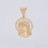 Pendant Christ's Face 9.5g / 1 3/4 in Two Yellow White Golds 18K