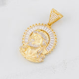 Pendant Christ's Face 9.5g / 1 3/4 in Two Yellow White Golds 18K